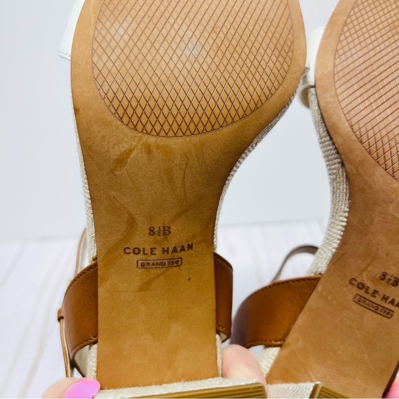 Cole Haan NEW Without Box Josie Block Heel Sandal - Cream and Brown Size 8.5 - Picture 10 of 11